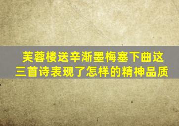 芙蓉楼送辛渐墨梅塞下曲这三首诗表现了怎样的精神品质