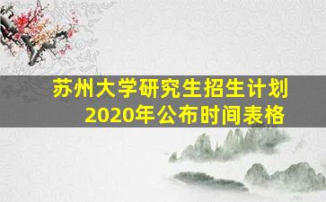 苏州大学研究生招生计划2020年公布时间表格