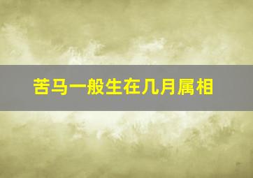 苦马一般生在几月属相