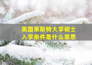 英国莱斯特大学硕士入学条件是什么意思