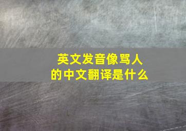 英文发音像骂人的中文翻译是什么