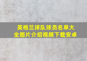 英格兰球队球员名单大全图片介绍视频下载安卓