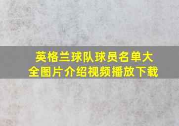 英格兰球队球员名单大全图片介绍视频播放下载