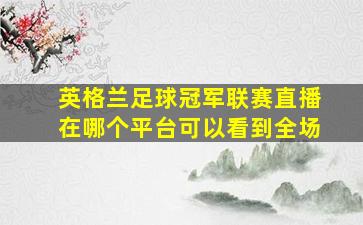 英格兰足球冠军联赛直播在哪个平台可以看到全场