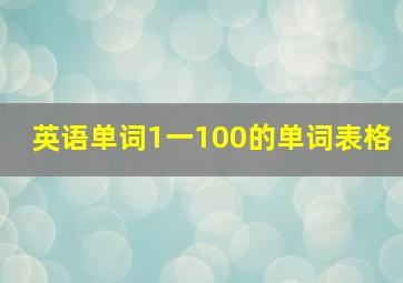 英语单词1一100的单词表格