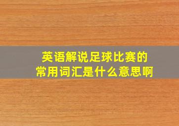 英语解说足球比赛的常用词汇是什么意思啊