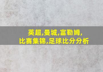 英超,曼城,富勒姆,比赛集锦,足球比分分析