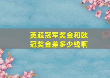 英超冠军奖金和欧冠奖金差多少钱啊