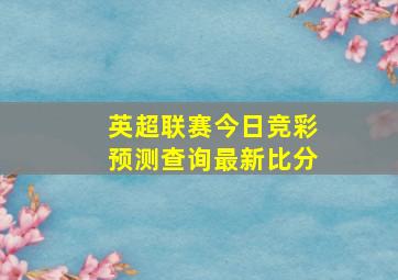 英超联赛今日竞彩预测查询最新比分