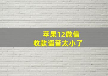 苹果12微信收款语音太小了