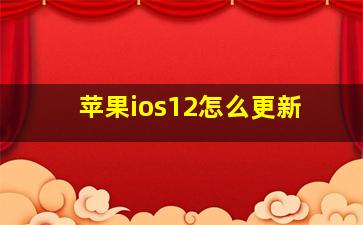 苹果ios12怎么更新