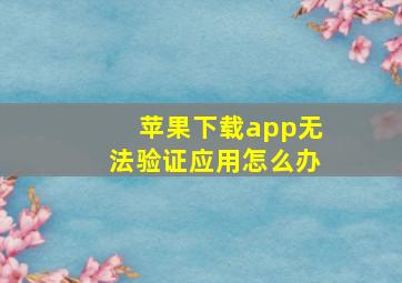 苹果下载app无法验证应用怎么办