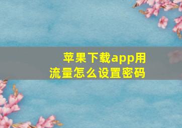 苹果下载app用流量怎么设置密码