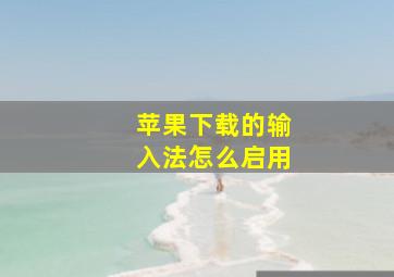 苹果下载的输入法怎么启用