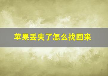 苹果丢失了怎么找回来