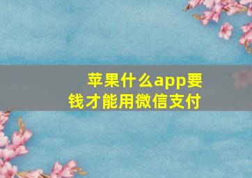 苹果什么app要钱才能用微信支付