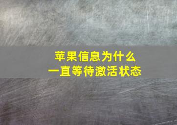 苹果信息为什么一直等待激活状态