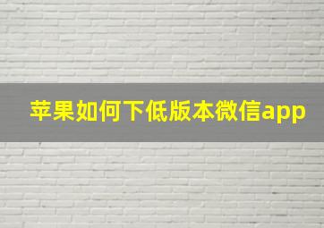 苹果如何下低版本微信app