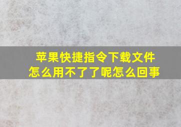 苹果快捷指令下载文件怎么用不了了呢怎么回事