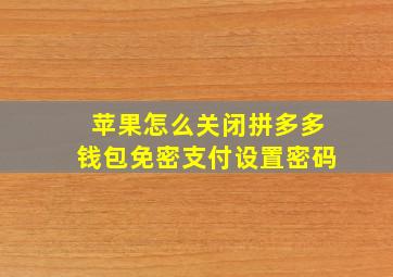 苹果怎么关闭拼多多钱包免密支付设置密码