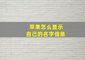 苹果怎么显示自己的名字信息