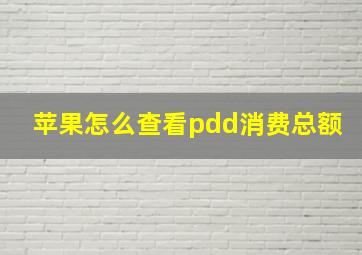 苹果怎么查看pdd消费总额