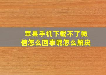 苹果手机下载不了微信怎么回事呢怎么解决