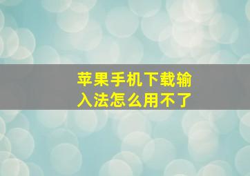 苹果手机下载输入法怎么用不了