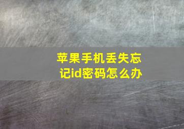 苹果手机丢失忘记id密码怎么办