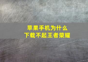 苹果手机为什么下载不起王者荣耀