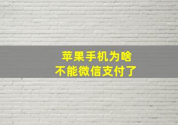 苹果手机为啥不能微信支付了