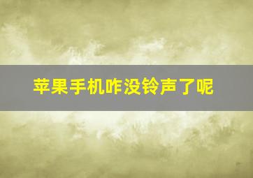 苹果手机咋没铃声了呢