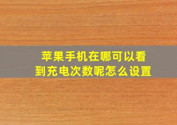 苹果手机在哪可以看到充电次数呢怎么设置