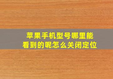 苹果手机型号哪里能看到的呢怎么关闭定位