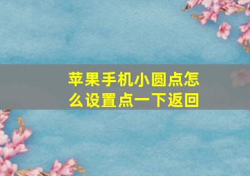 苹果手机小圆点怎么设置点一下返回