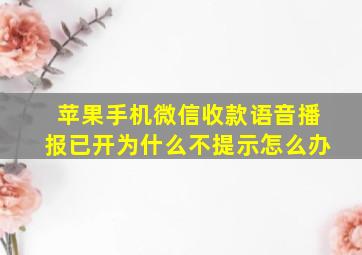 苹果手机微信收款语音播报已开为什么不提示怎么办