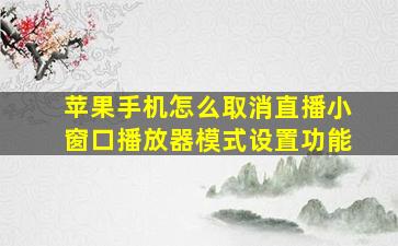 苹果手机怎么取消直播小窗口播放器模式设置功能