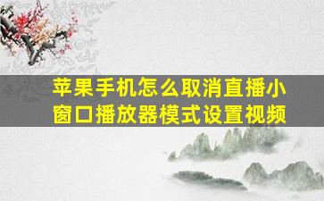 苹果手机怎么取消直播小窗口播放器模式设置视频