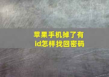 苹果手机掉了有id怎样找回密码