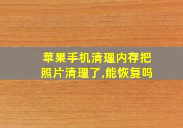 苹果手机清理内存把照片清理了,能恢复吗