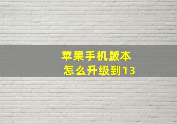 苹果手机版本怎么升级到13