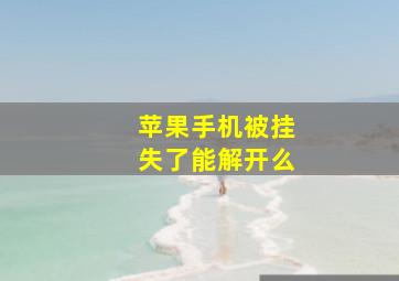 苹果手机被挂失了能解开么