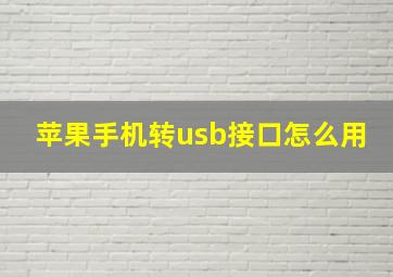 苹果手机转usb接口怎么用