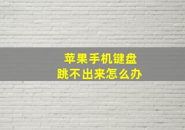 苹果手机键盘跳不出来怎么办