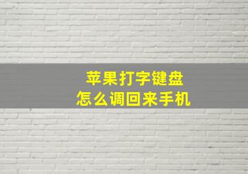 苹果打字键盘怎么调回来手机