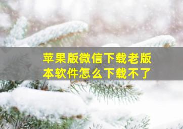 苹果版微信下载老版本软件怎么下载不了