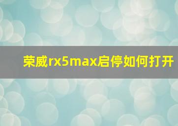 荣威rx5max启停如何打开