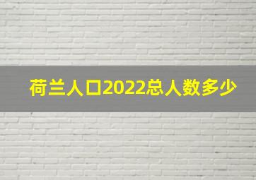 荷兰人口2022总人数多少