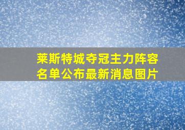 莱斯特城夺冠主力阵容名单公布最新消息图片