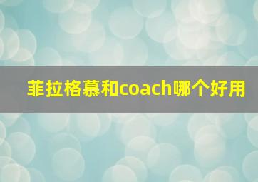 菲拉格慕和coach哪个好用